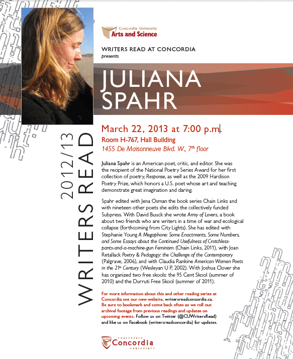 Juliana Spahr - poster time!